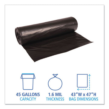 Boardwalk® Low Density Repro Can Liners, 56 Gal, 1.6 Mil, 43" X 47", Black, 10 Bags-roll, 10 Rolls-carton freeshipping - TVN Wholesale